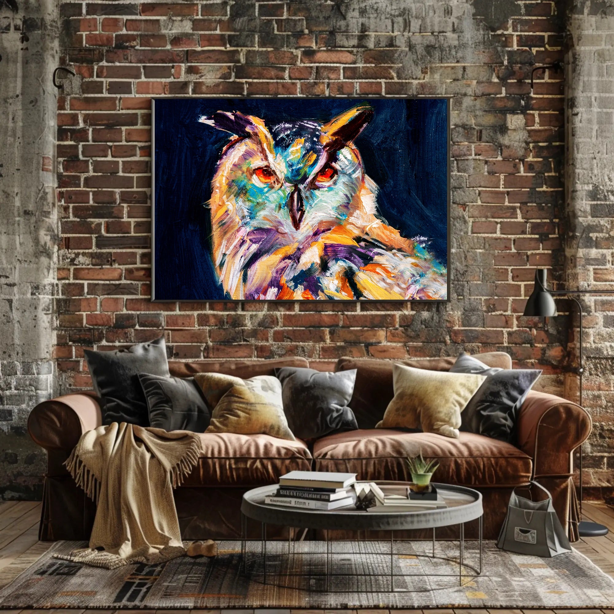 Expressive Stylized Owl Painting - Artistic Poster PosterGoat