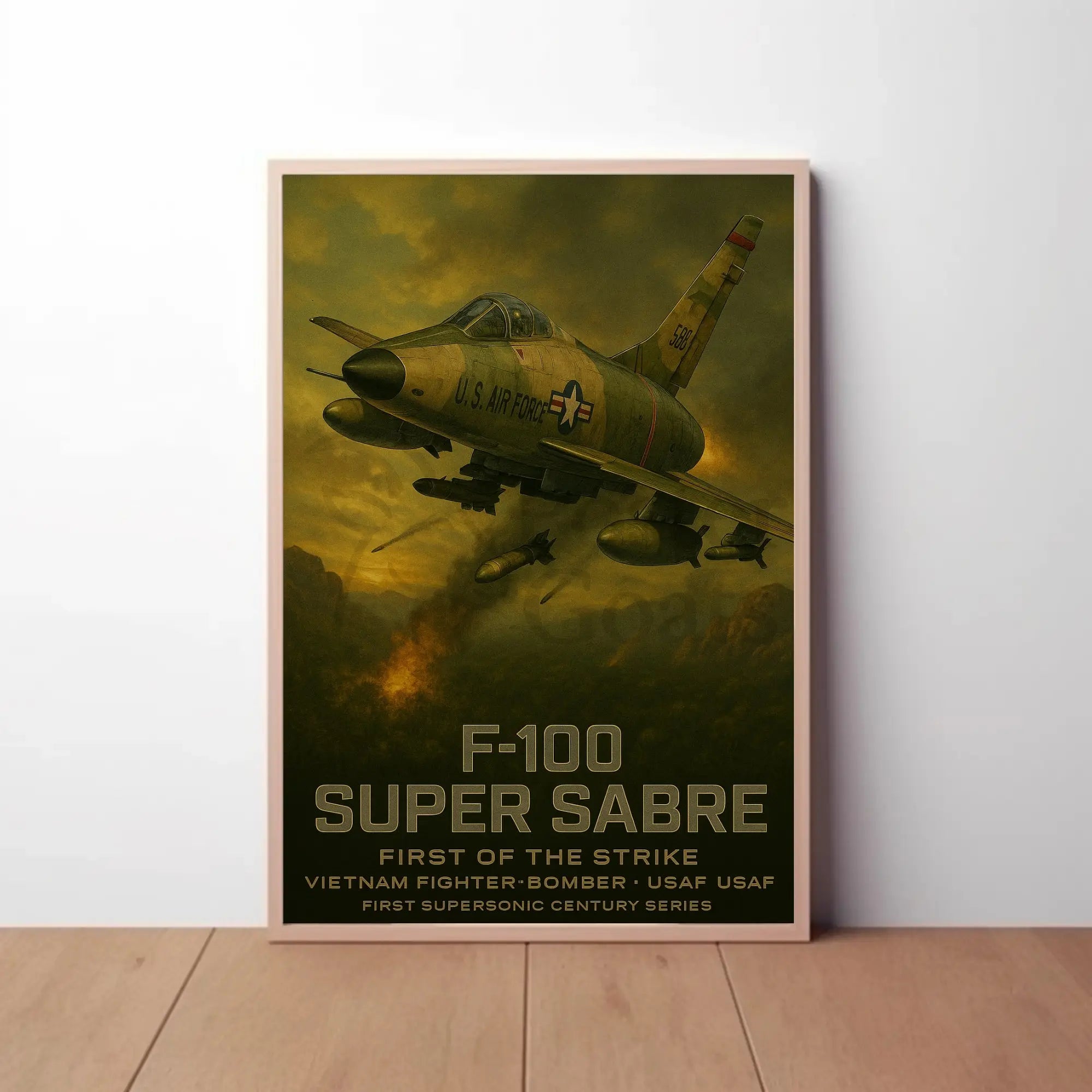 F-100 Super Sabre Historical Military Aviation Poster PosterGoat