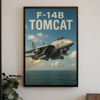 F-14B Tomcat Fighter Jet Over Ocean Poster PosterGoat
