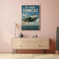 F-14B Tomcat Fighter Jet Over Ocean Poster PosterGoat