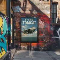 F-14B Tomcat Fighter Jet Over Ocean Poster PosterGoat