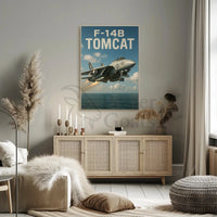 F-14B Tomcat Fighter Jet Over Ocean Poster PosterGoat