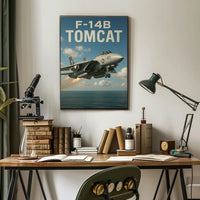 F-14B Tomcat Fighter Jet Over Ocean Poster PosterGoat