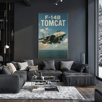 F-14B Tomcat Fighter Jet Over Ocean Poster PosterGoat