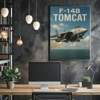 F-14B Tomcat Fighter Jet Over Ocean Poster PosterGoat