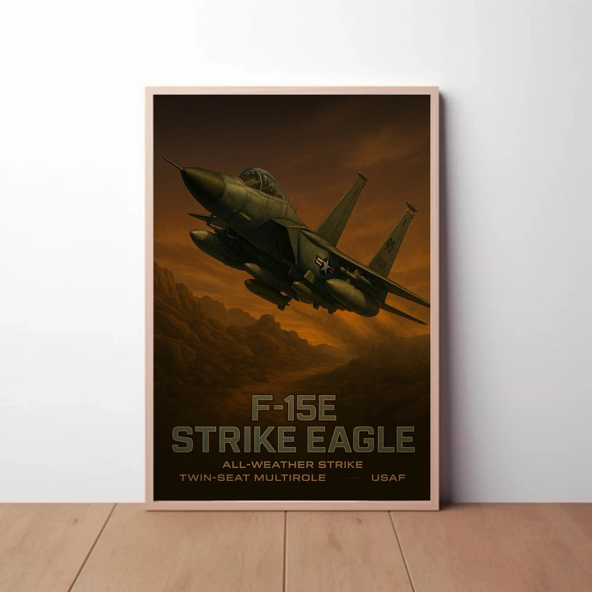 F-15E Strike Eagle All-Weather Military Aviation Poster PosterGoat