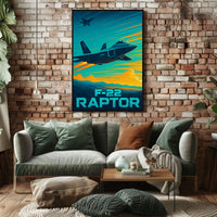 F-22 Raptor Dynamic Flight Military Aviation Poster PosterGoat