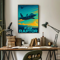 F-22 Raptor Dynamic Flight Military Aviation Poster PosterGoat