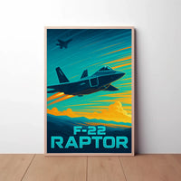 F-22 Raptor Dynamic Flight Military Aviation Poster PosterGoat