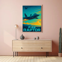 F-22 Raptor Dynamic Flight Military Aviation Poster PosterGoat