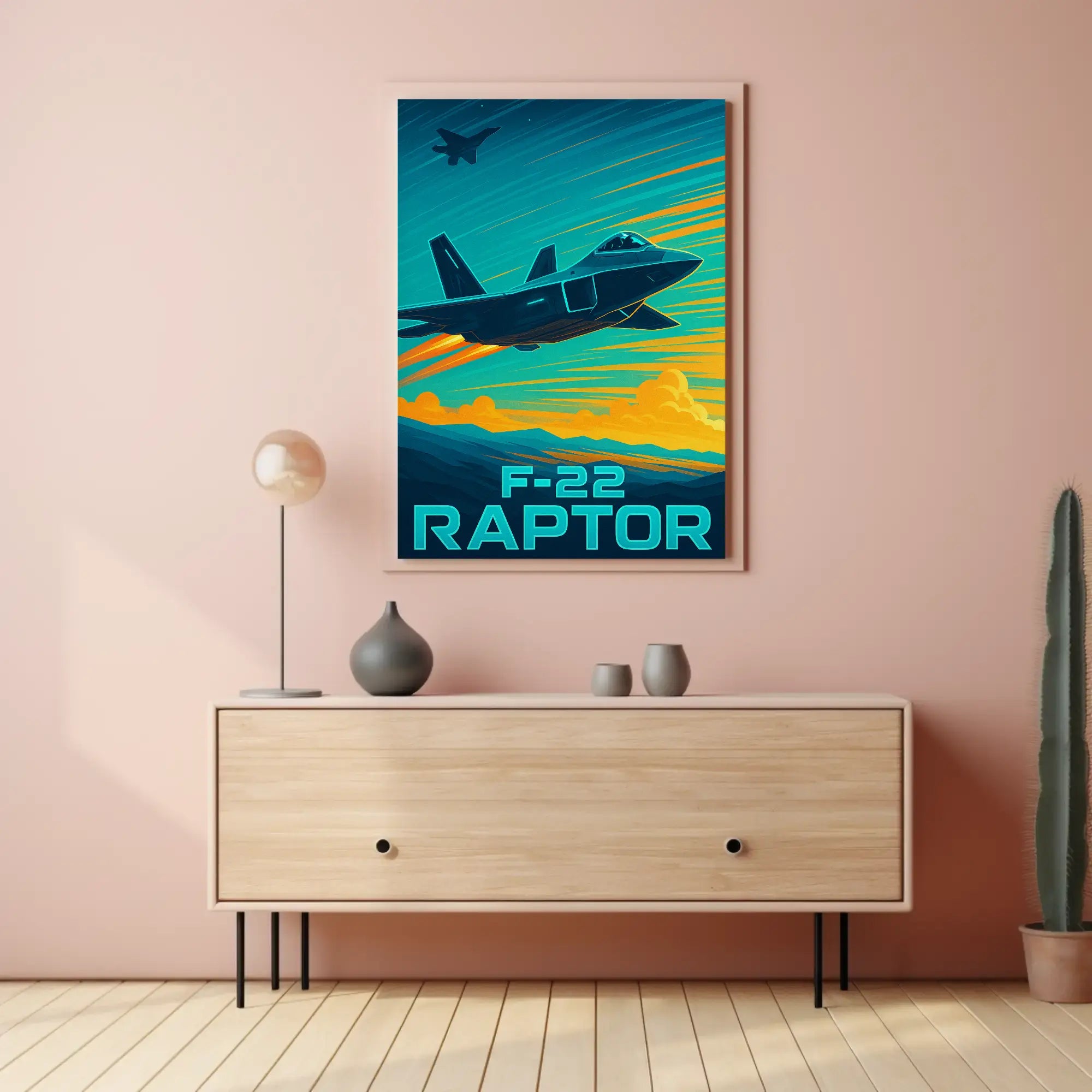 F-22 Raptor Dynamic Flight Military Aviation Poster PosterGoat