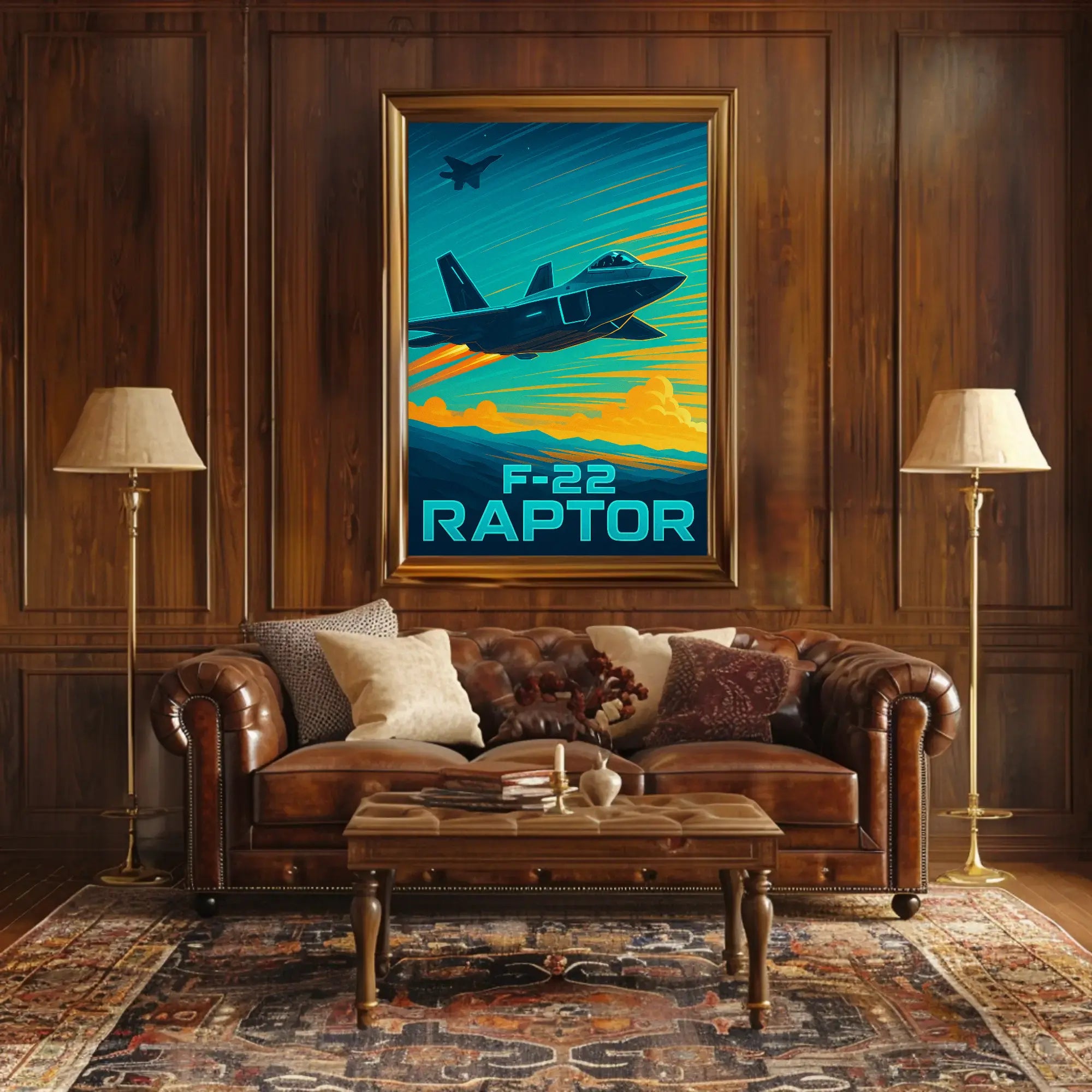 F-22 Raptor Dynamic Flight Military Aviation Poster PosterGoat