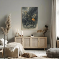 F-22 Raptor Jet in Flight Military Poster PosterGoat