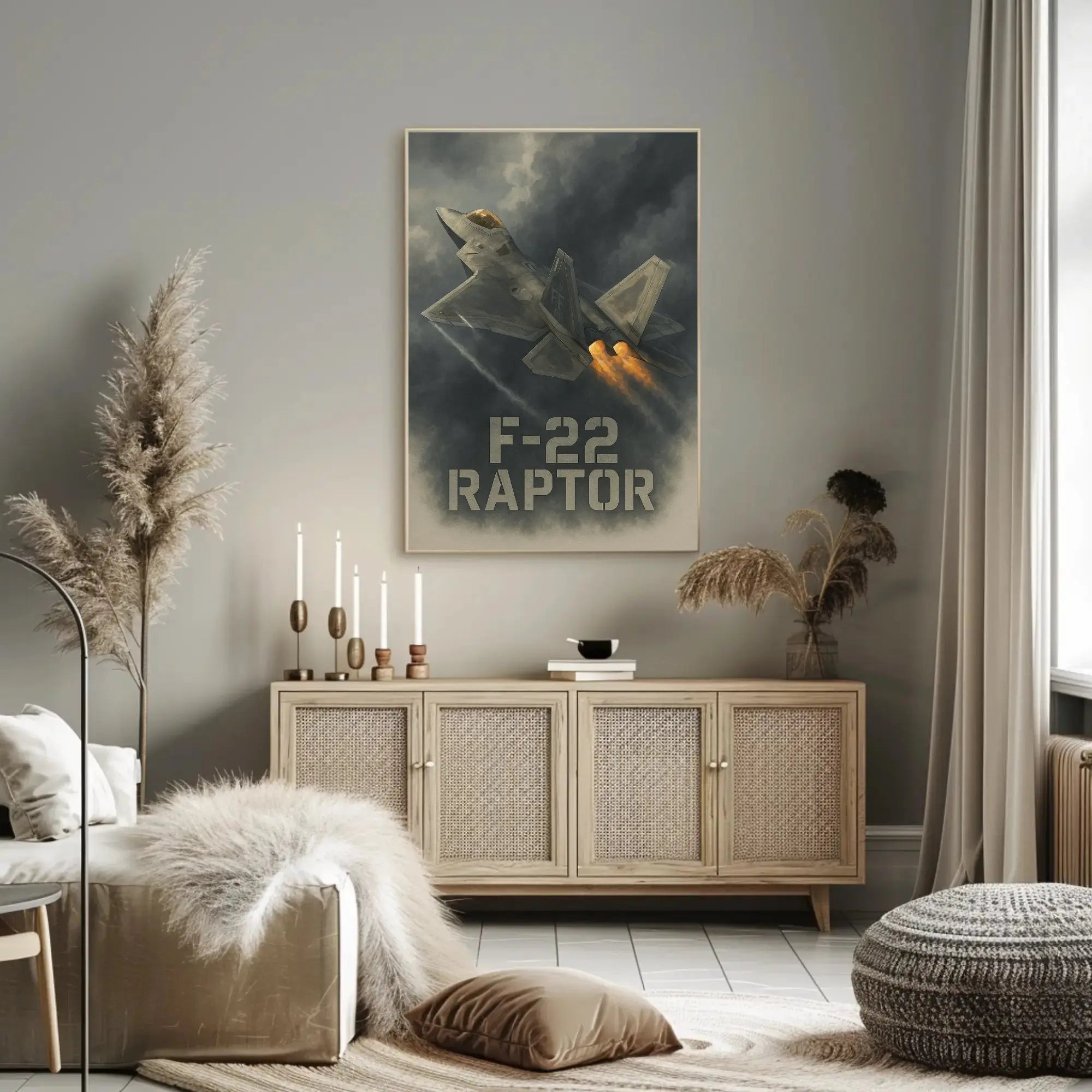 F-22 Raptor Jet in Flight Military Poster PosterGoat