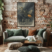 F-22 Raptor Jet in Flight Military Poster PosterGoat