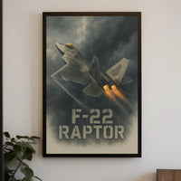 F-22 Raptor Jet in Flight Military Poster PosterGoat
