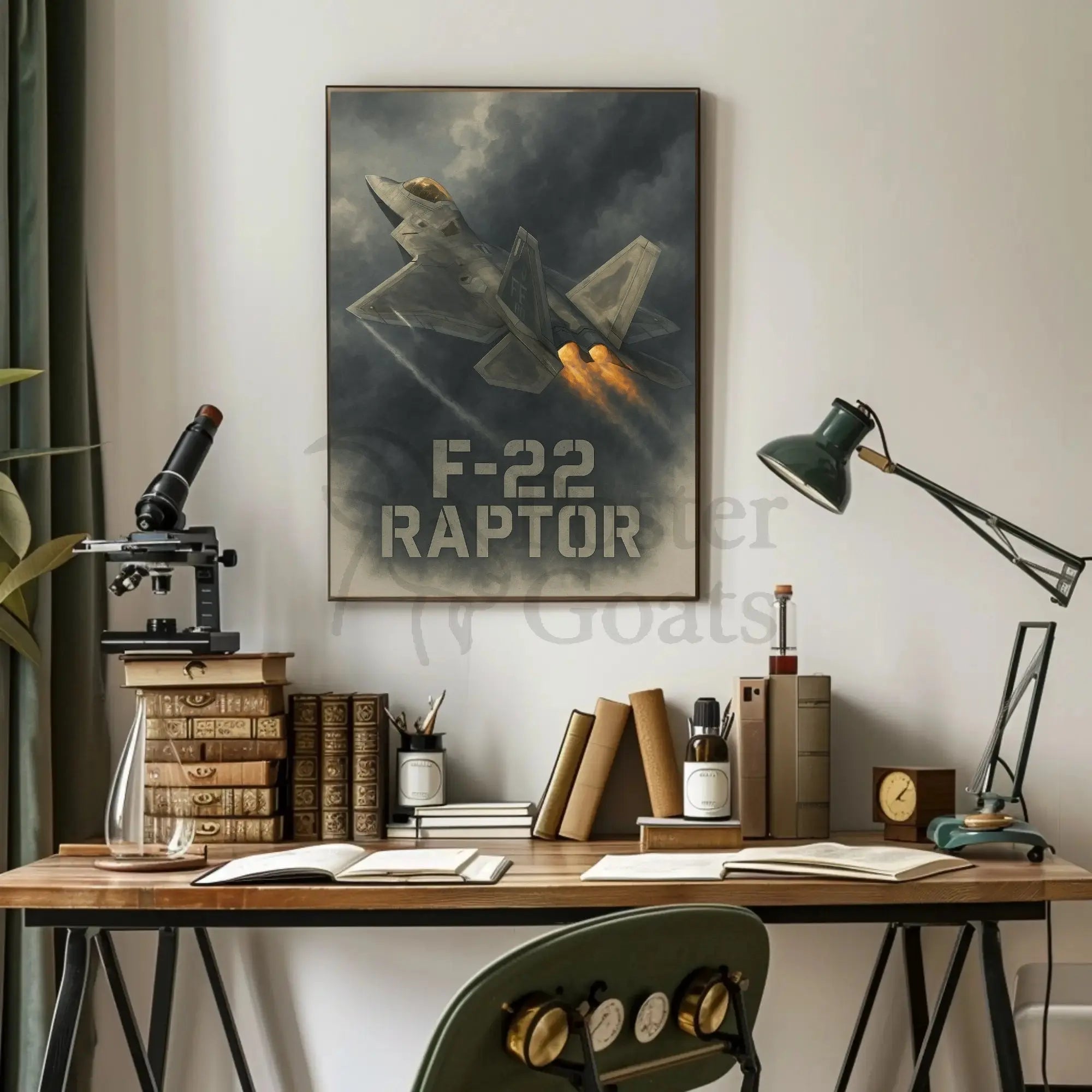 F-22 Raptor Jet in Flight Military Poster PosterGoat