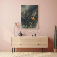 F-22 Raptor Jet in Flight Military Poster PosterGoat