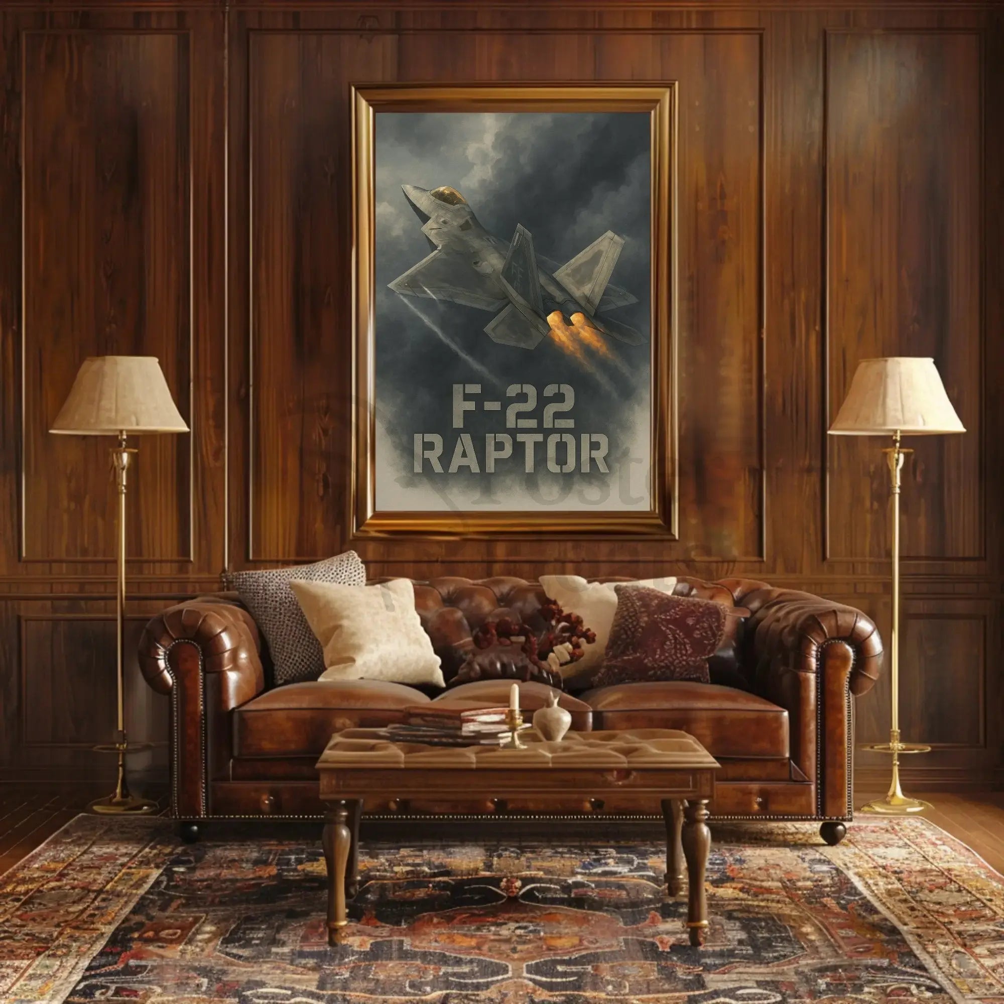 F-22 Raptor Jet in Flight Military Poster PosterGoat