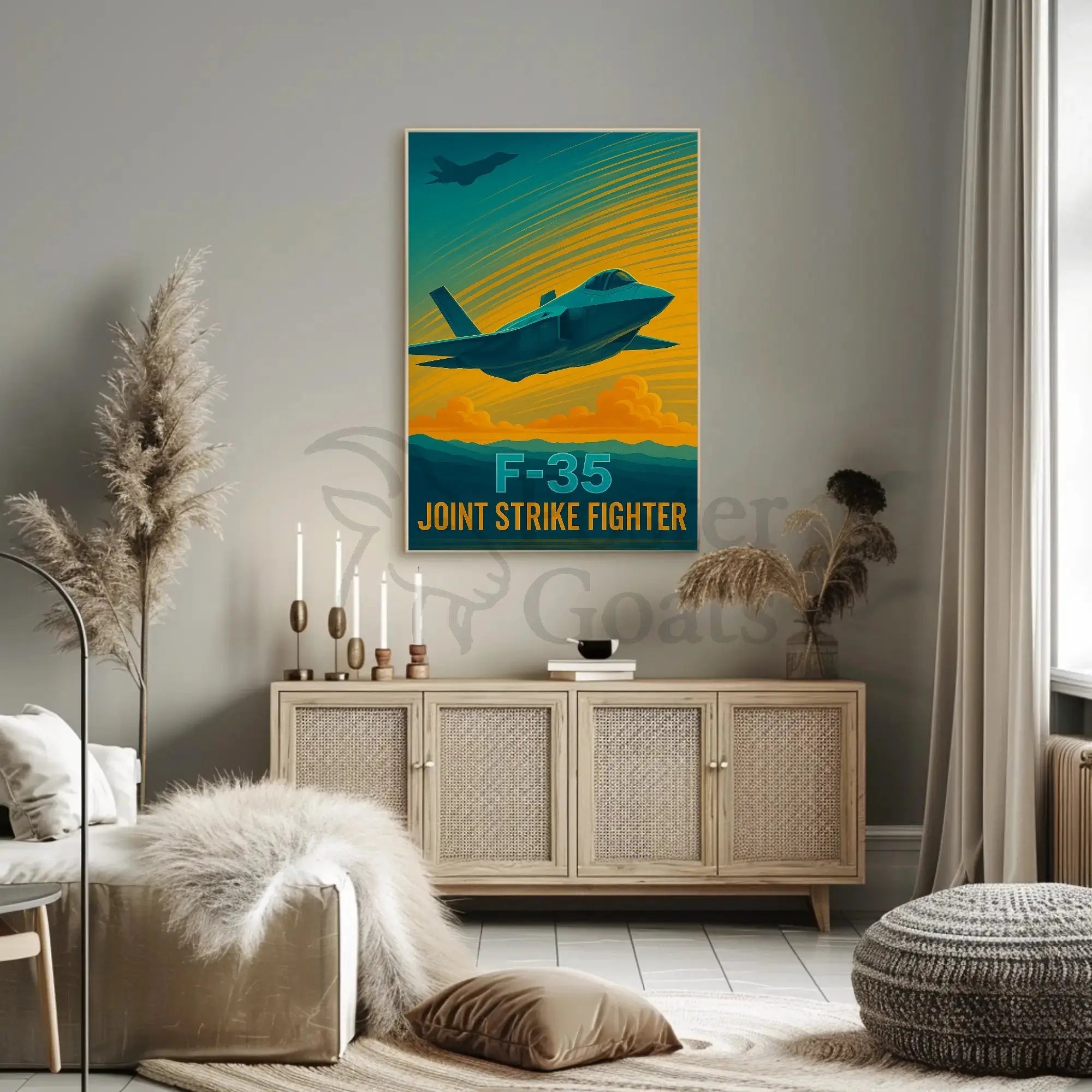 F-35 Fighter Jet Aviation Masterpiece Poster PosterGoat