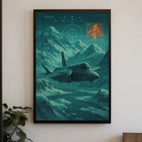 F-35 Fighter Jet Over Snowy Mountains Futuristic Sci-Fi Poster PosterGoat