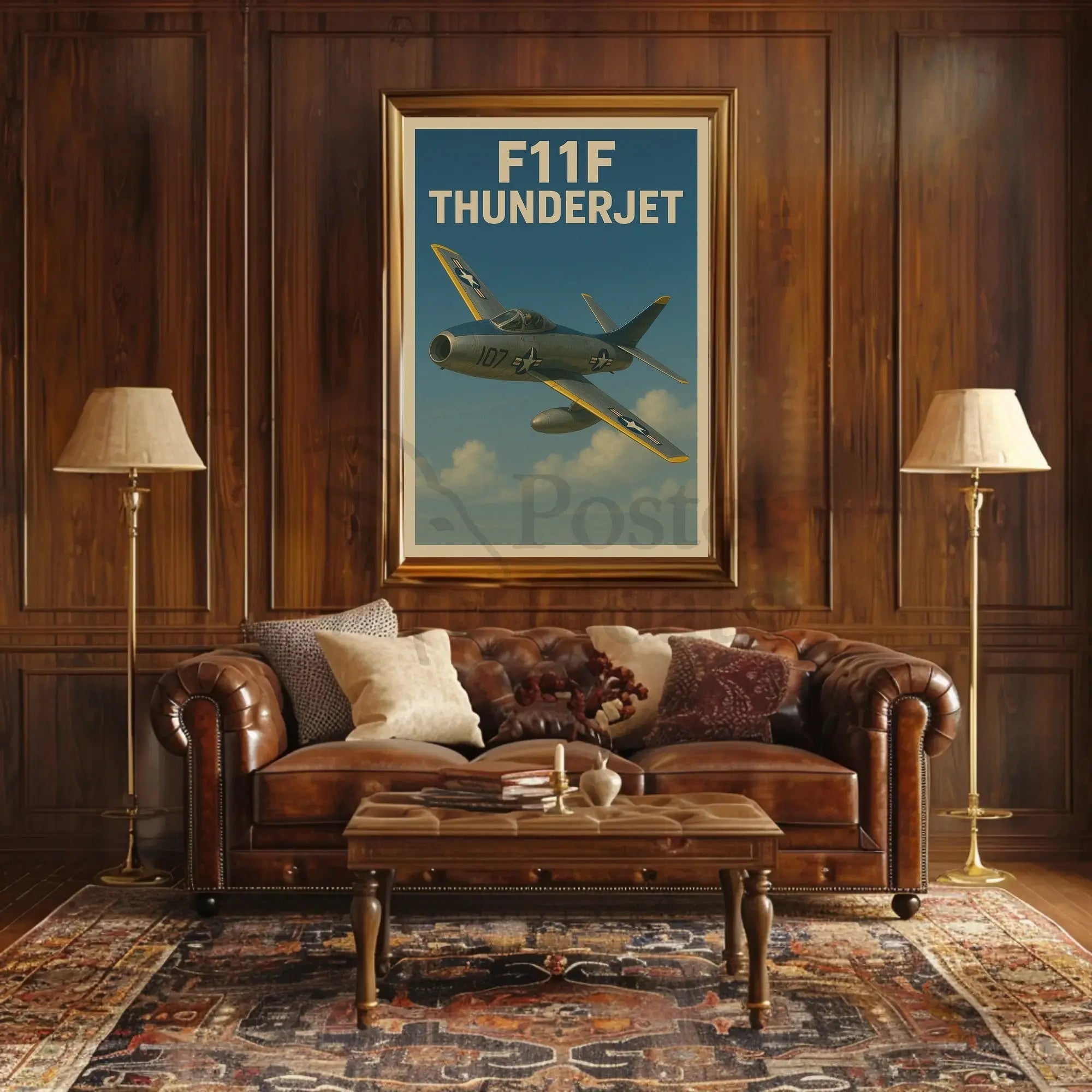 F11F Thunderjet Aviation Art Print Poster PosterGoat