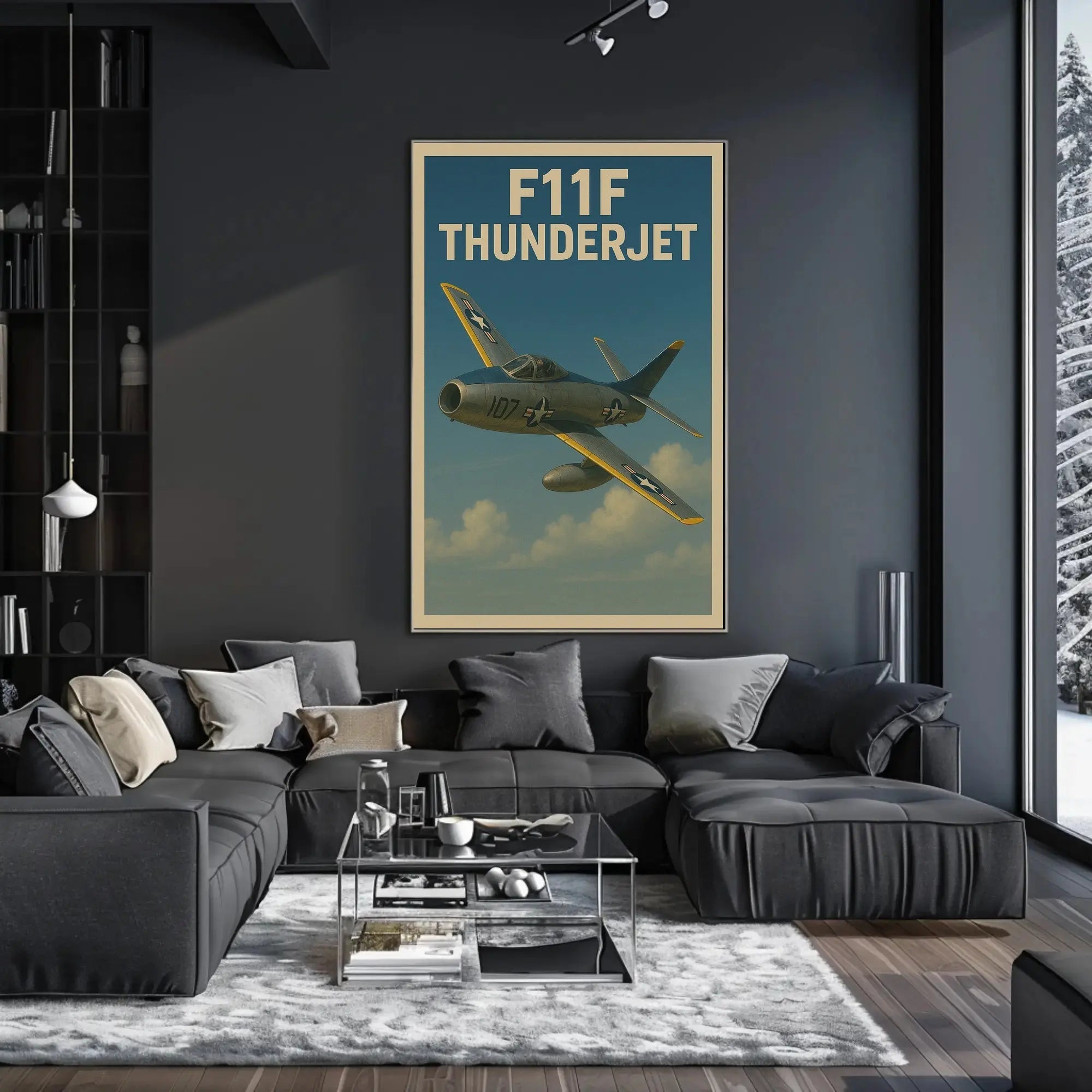 F11F Thunderjet Aviation Art Print Poster PosterGoat