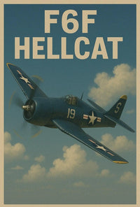 F6F Hellcat Vintage WWII Aviation Art Poster PosterGoat