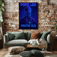 Faith 2.0: Elevate Belief With Cyberpunk Art Poster PosterGoat