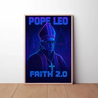 Faith 2.0: Elevate Belief With Cyberpunk Art Poster PosterGoat