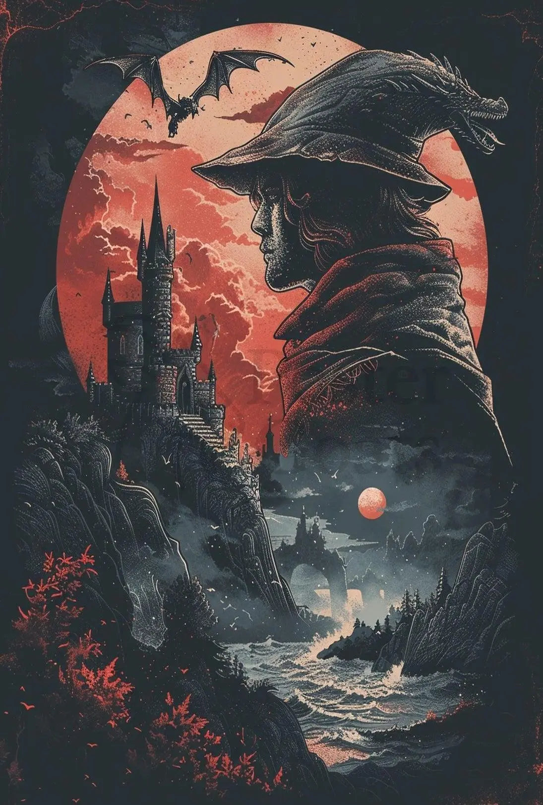 Fantasy Castle Adventure in Dark Medieval Times Poster PosterGoat