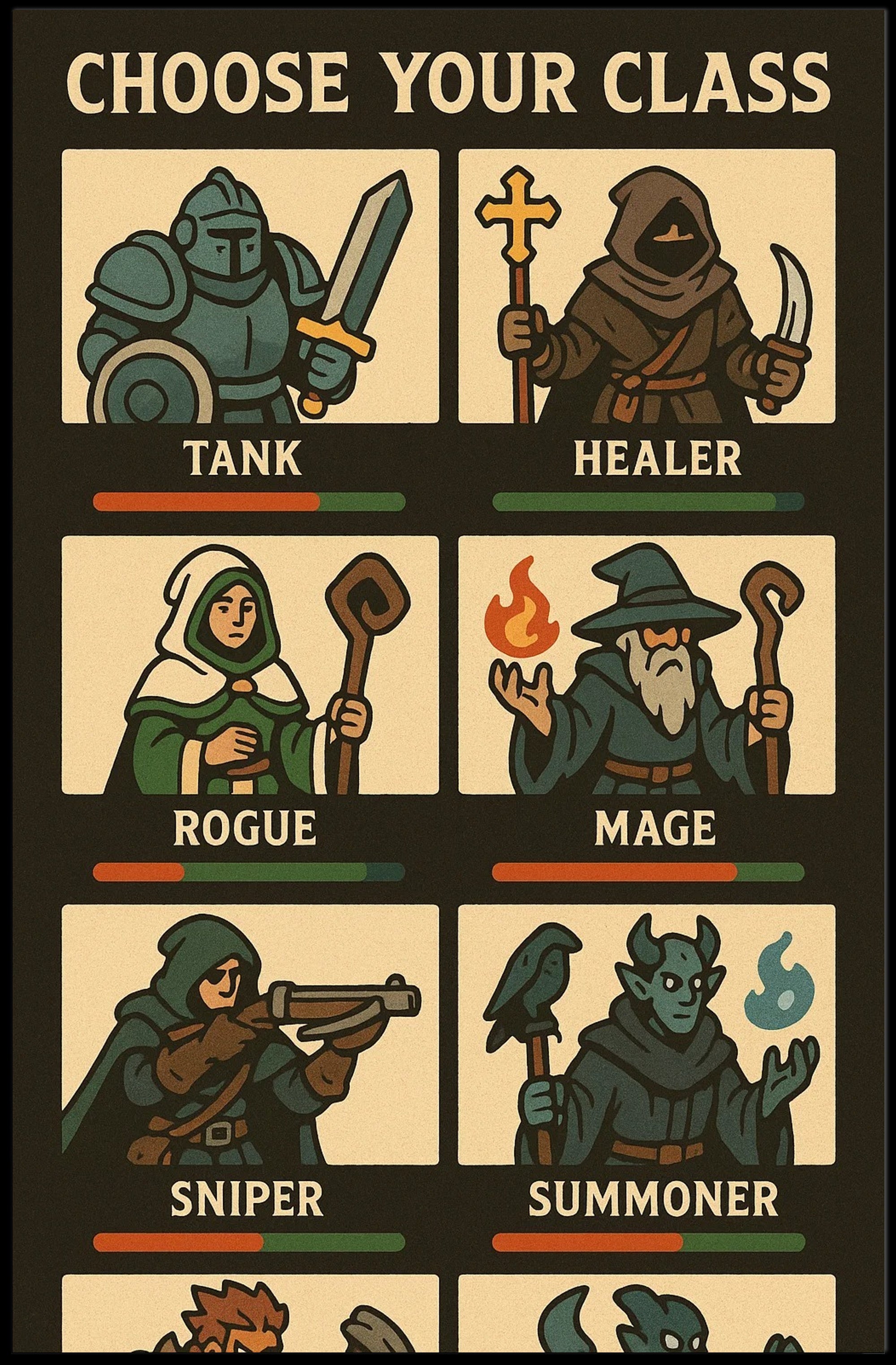 Fantasy RPG Characters: Medieval Adventure in Mythology Poster PosterGoat