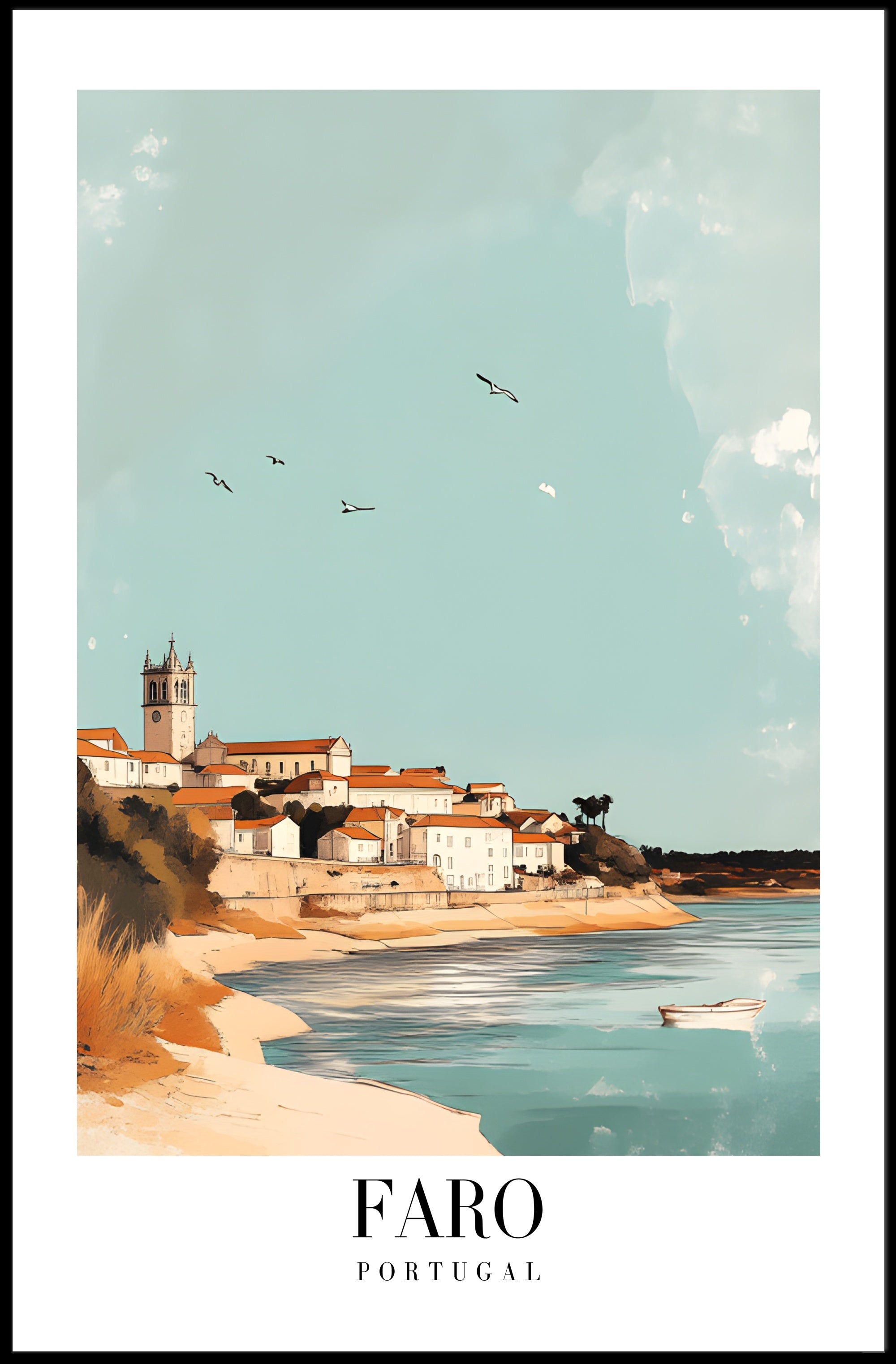Faro Coastal Scene: A Travel Poster PosterGoat