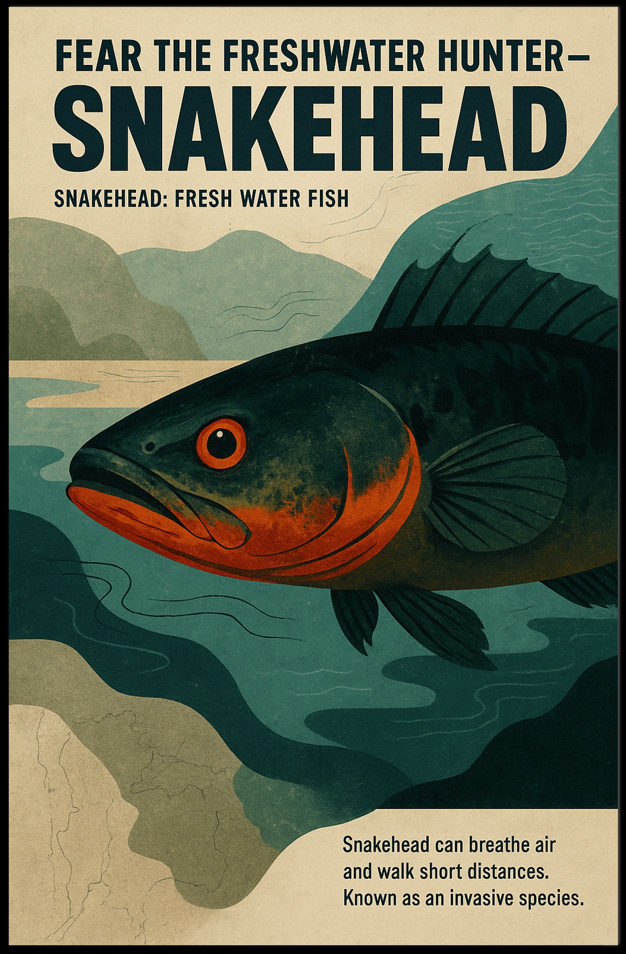 Fear The Freshwater Hunter Poster PosterGoat