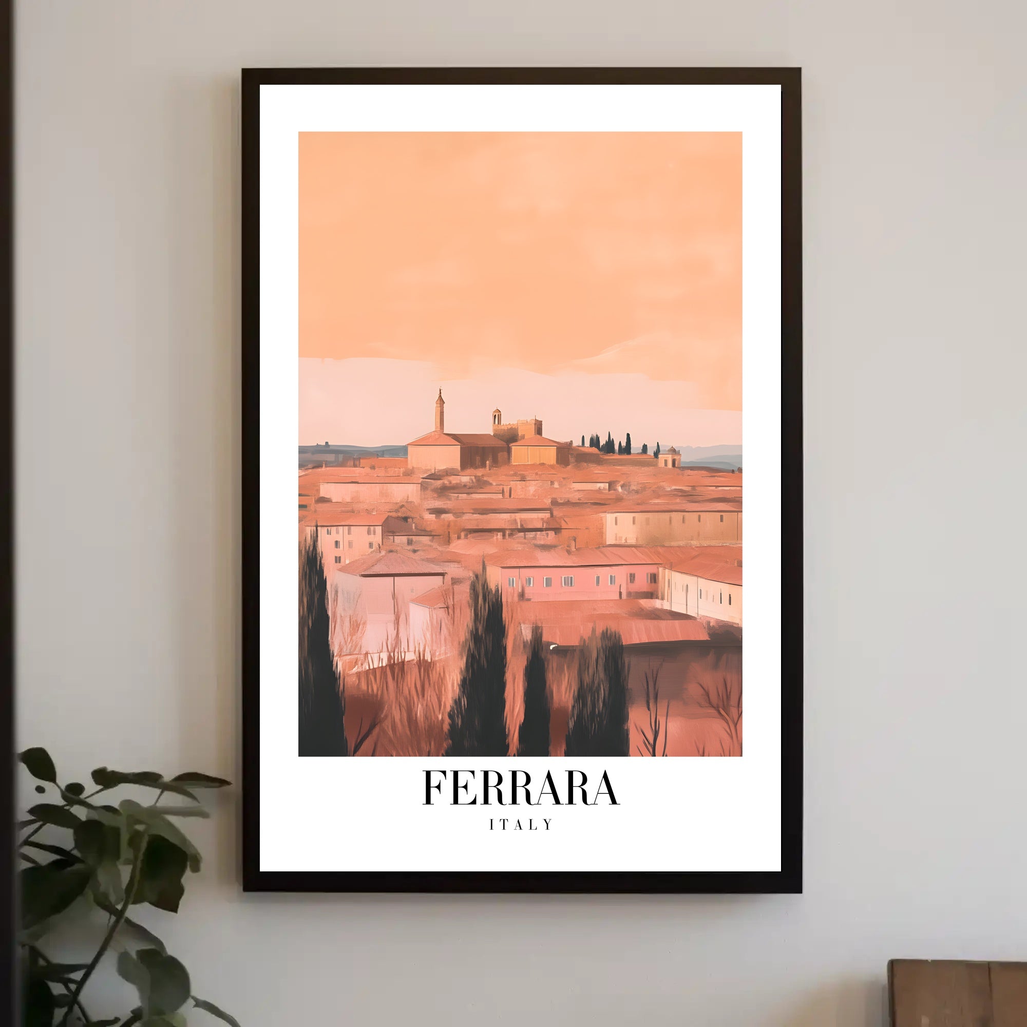Ferrara Italian Cityscape Vintage Travel Poster PosterGoat