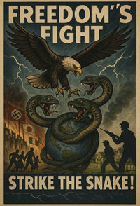 Fierce Eagle Confronts Axis Powers WWII Propaganda Poster PosterGoat