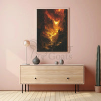 Fiery Quest in Cavernous Landscape Futuristic Sci-Fi Poster PosterGoat