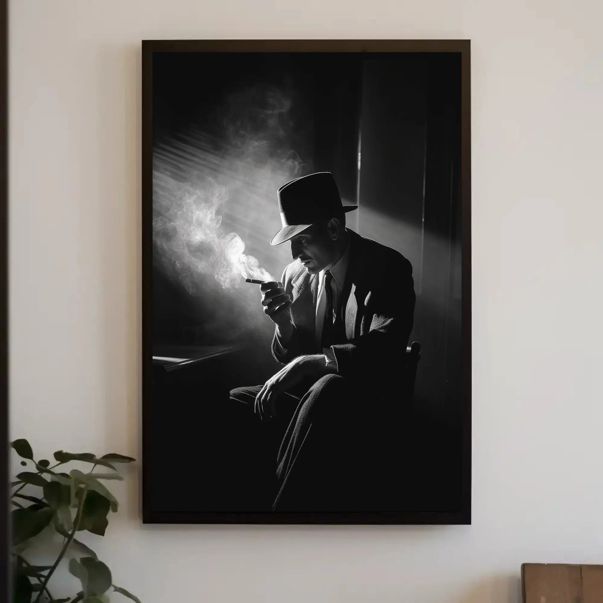 Film Noir Mystery Man in Black and White Artistic Poster PosterGoat
