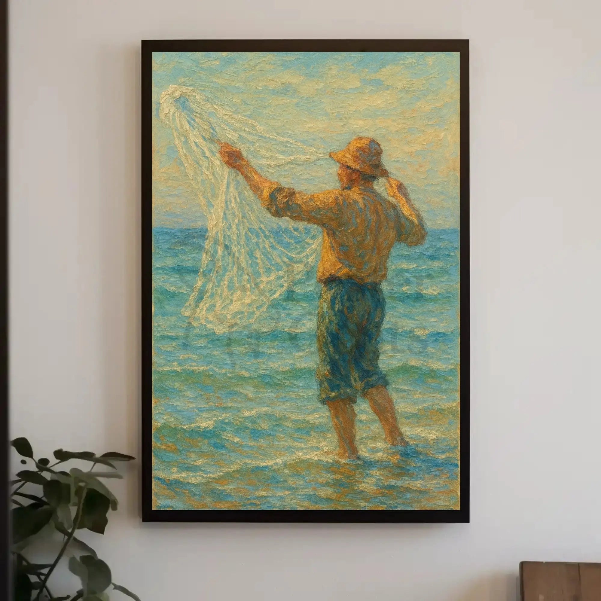 Fishing at Dawn: Impressionistic Artistic or Pop Culture Poster PosterGoat