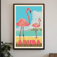 Flamingo Beach Aruba Retro Travel Paradise Poster PosterGoat