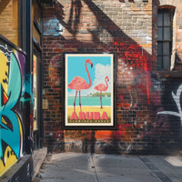 Flamingo Beach Aruba Retro Travel Paradise Poster PosterGoat