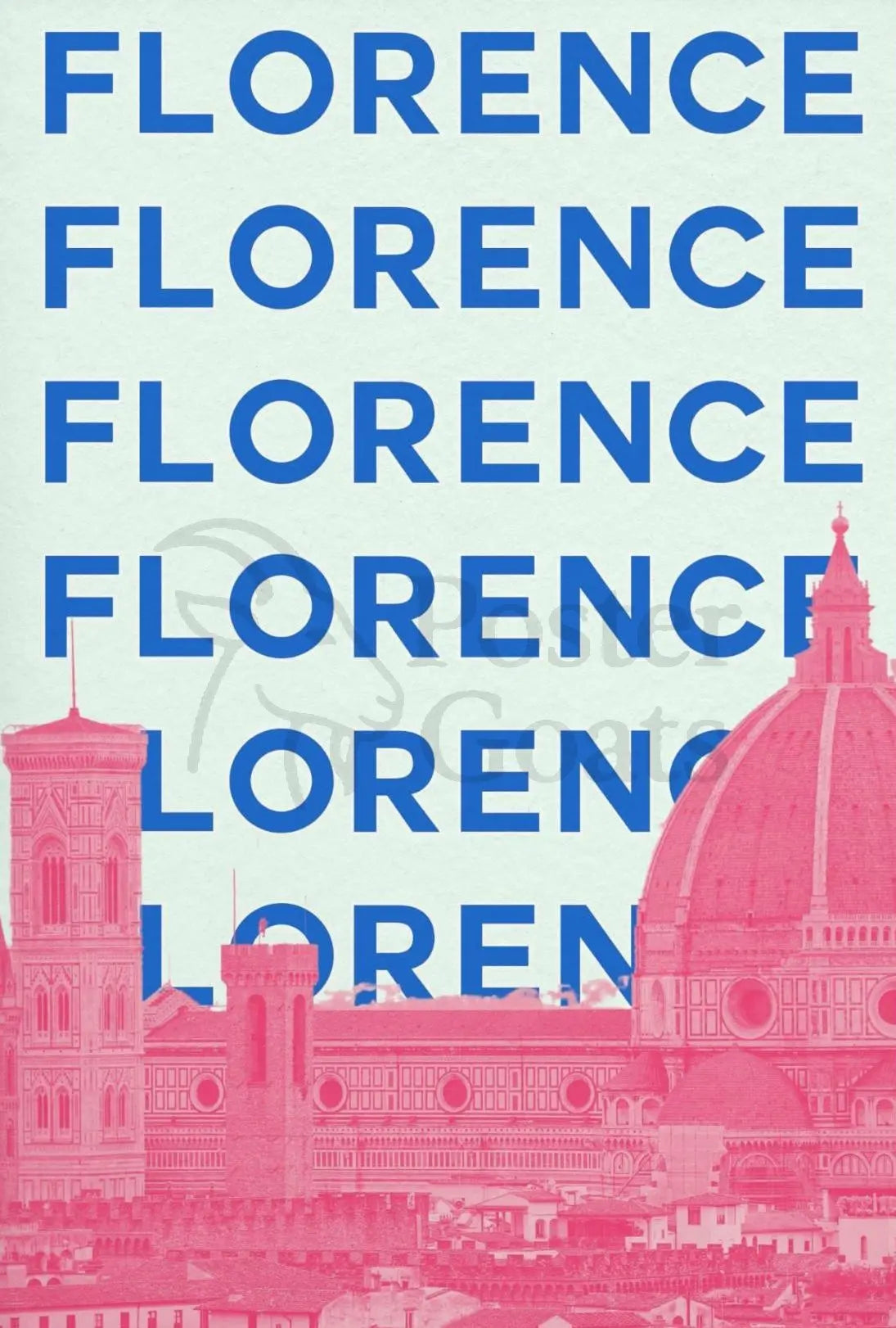 Florence Skyline in Pastel, Modern Travel Poster PosterGoat