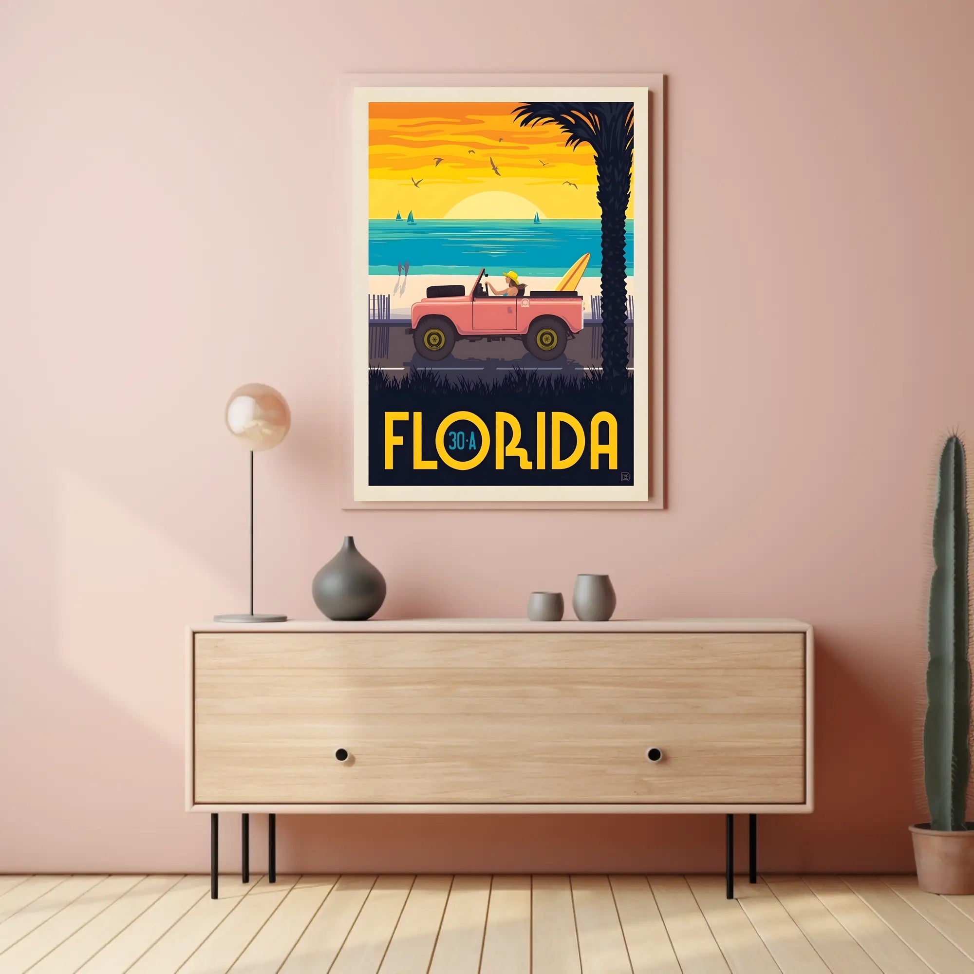 Florida Beach Retro Vibes Travel Poster PosterGoat