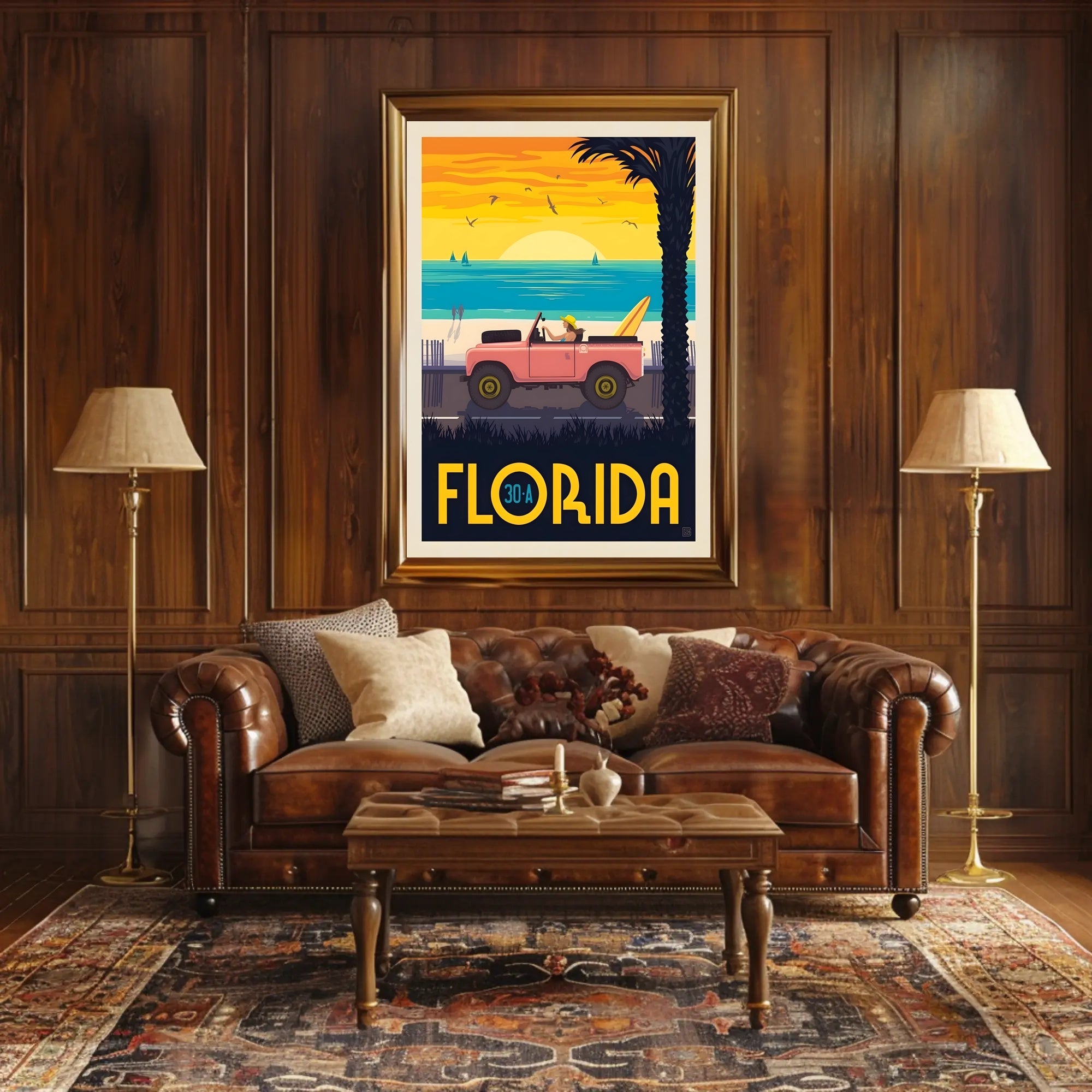 Florida Beach Retro Vibes Travel Poster PosterGoat