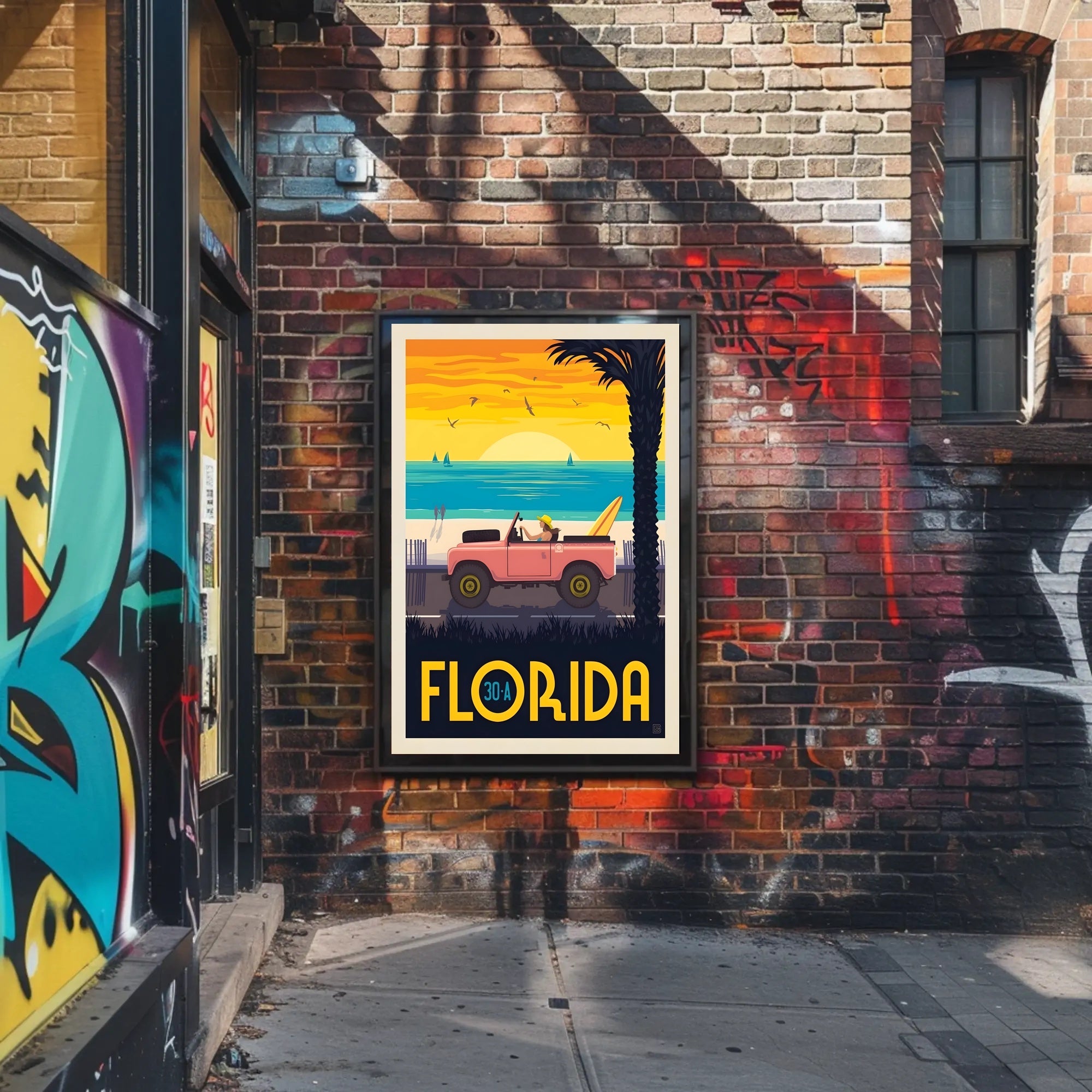 Florida Beach Retro Vibes Travel Poster PosterGoat