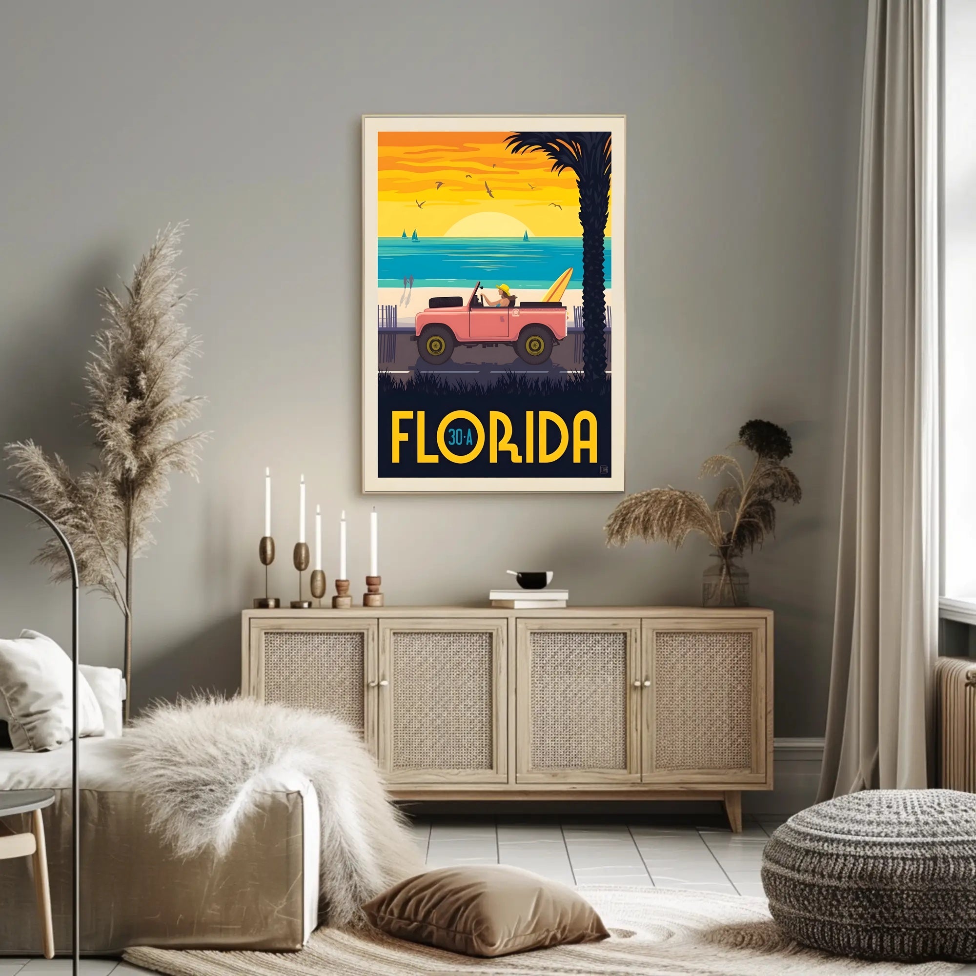 Florida Beach Retro Vibes Travel Poster PosterGoat