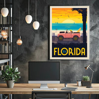 Florida Beach Retro Vibes Travel Poster PosterGoat