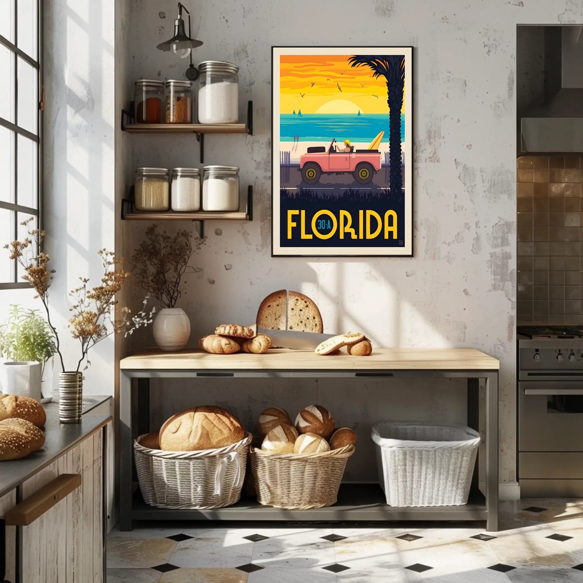 Florida Beach Retro Vibes Travel Poster PosterGoat