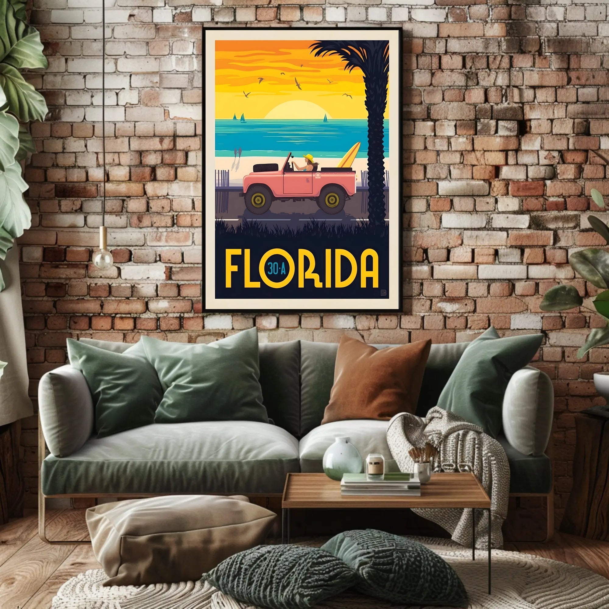 Florida Beach Retro Vibes Travel Poster PosterGoat