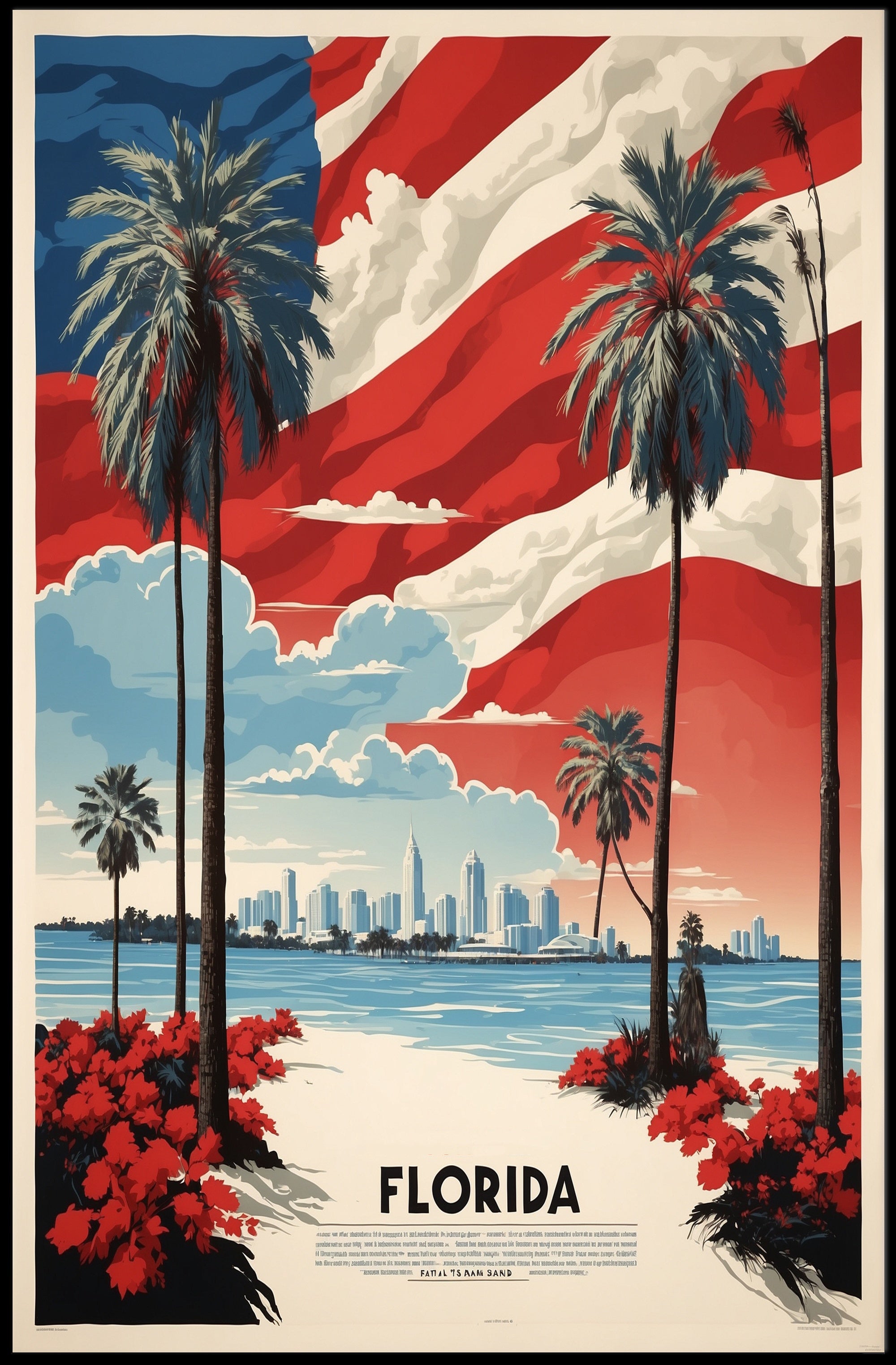 Florida Beach Skyline Vintage Travel Poster PosterGoat